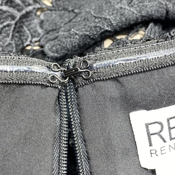 NEW RENE RUIZ Women’s Off-the-Shoulder Gown Black/Nude Floral Size 14 - Picture 2 of 7